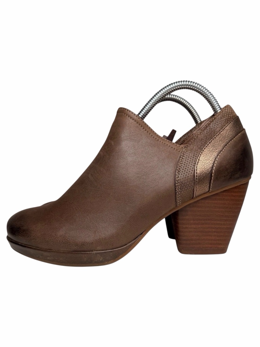 Dansko Marcia Brown Leather Clog Heel Ankle Booties EU 40 US 10 Comfort Zip